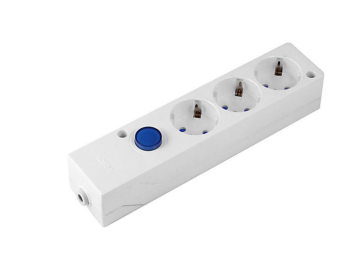 SIMON BM140209 Base MULTIFIX con 3 tomas interruptor blanco
